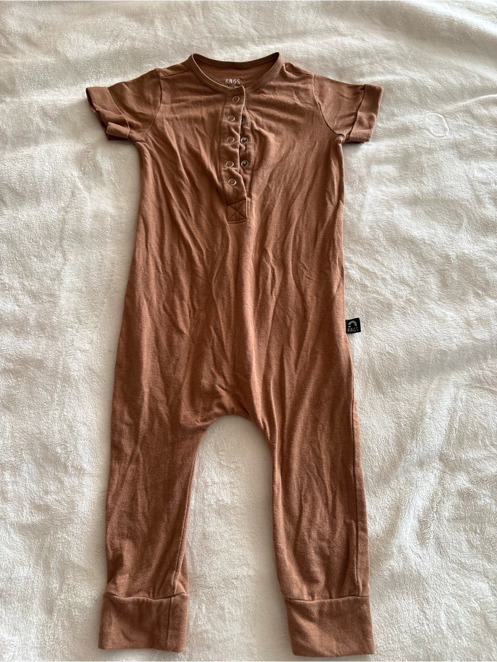 Unisex Brown Henley One-Piece Bodysuit by RAGS